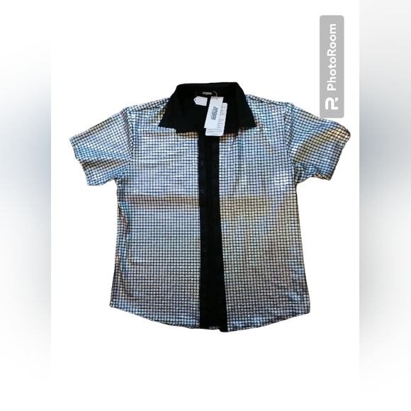 NWT Jogal Mens metallic style luxury shirt. XL. - Picture 2 of 7